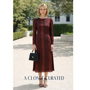 The Andamane Beulah Viscose Midi Dress Medium Red NWT